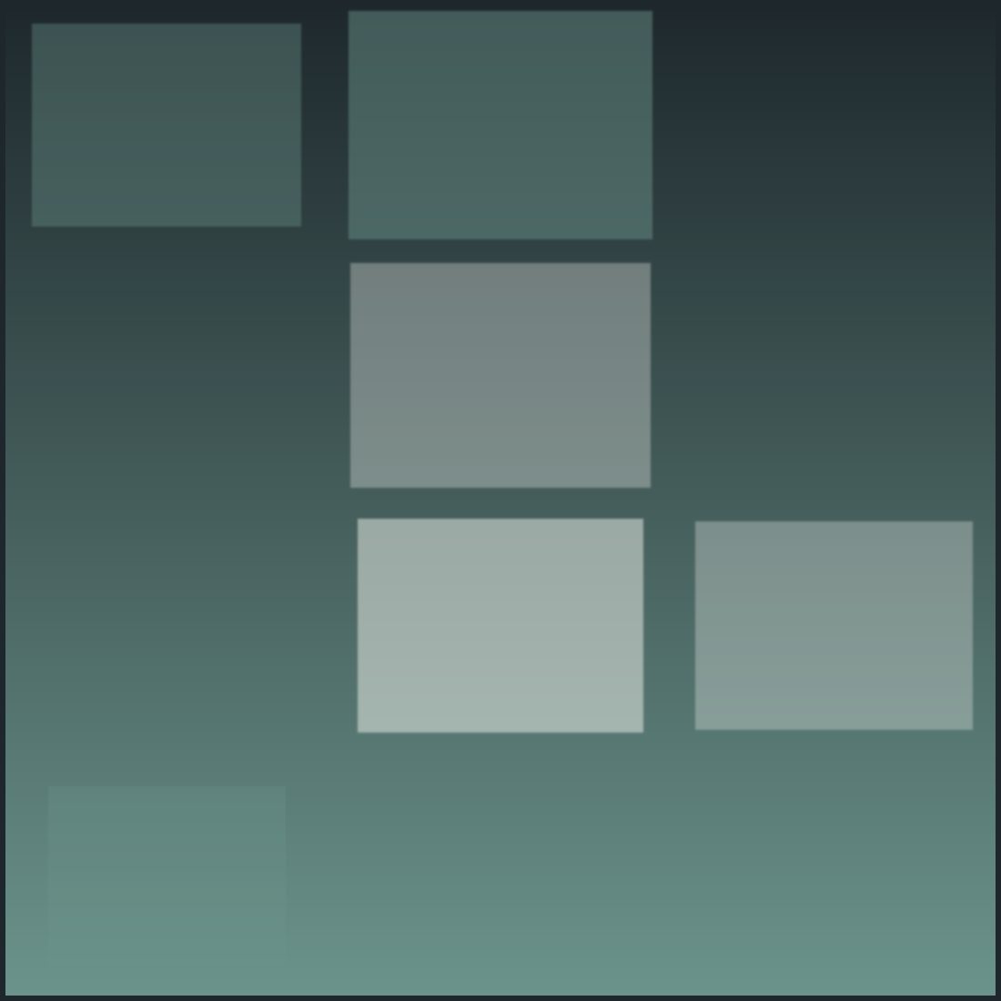 A soft grid of green and stone squares, light through panes.