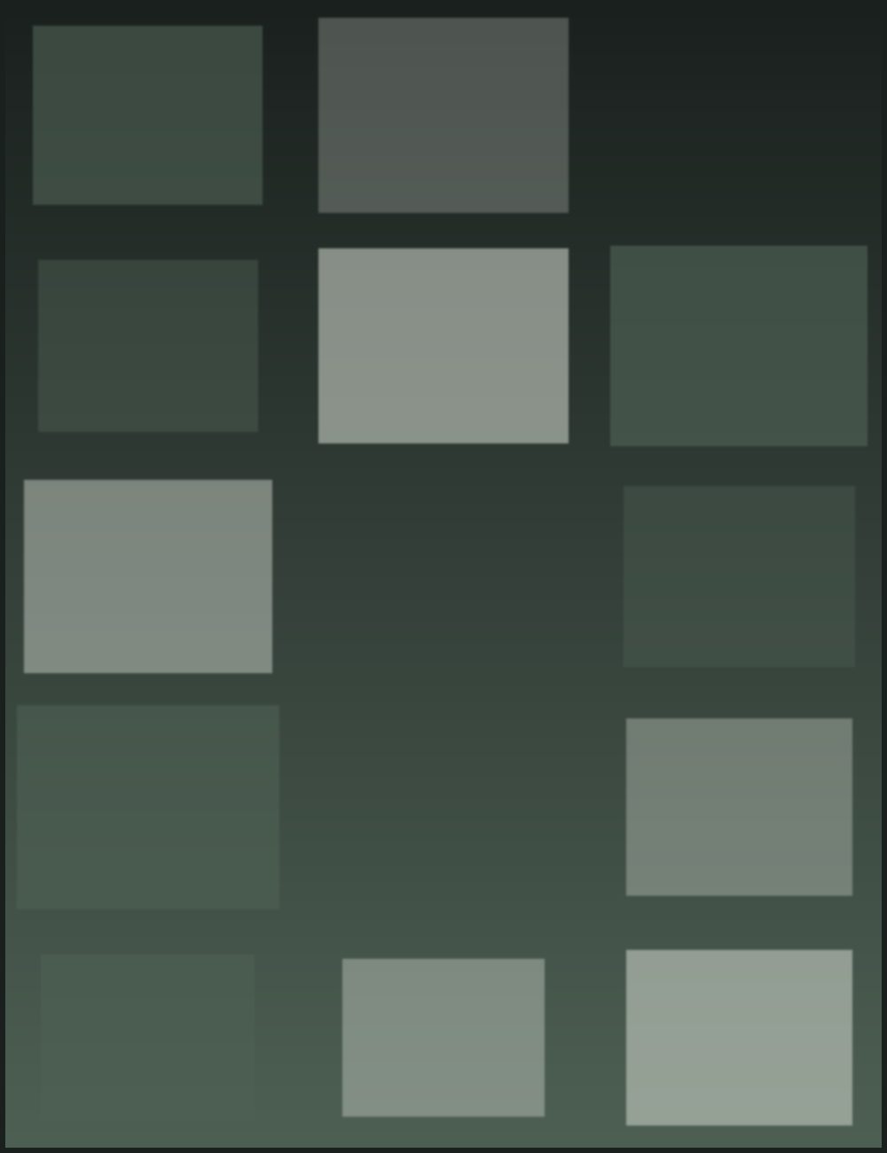 Muted greens in an irregular grid, bare growth against cold light.